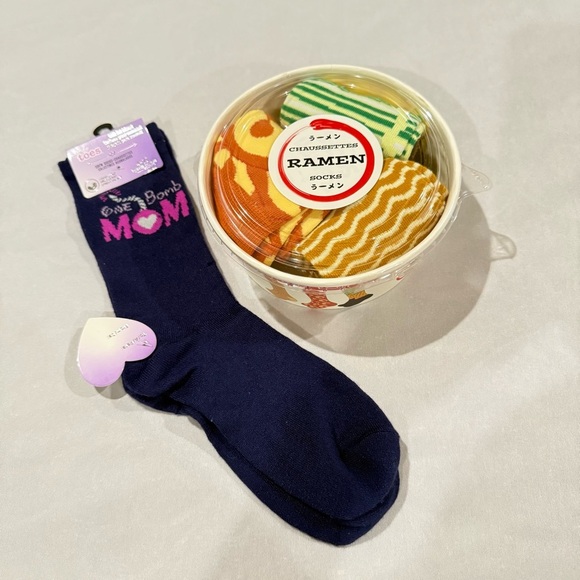 Ramen Socks Gift Set of 3 Pairs & One Pair of “Mom” Blue Socks - Picture 1 of 8